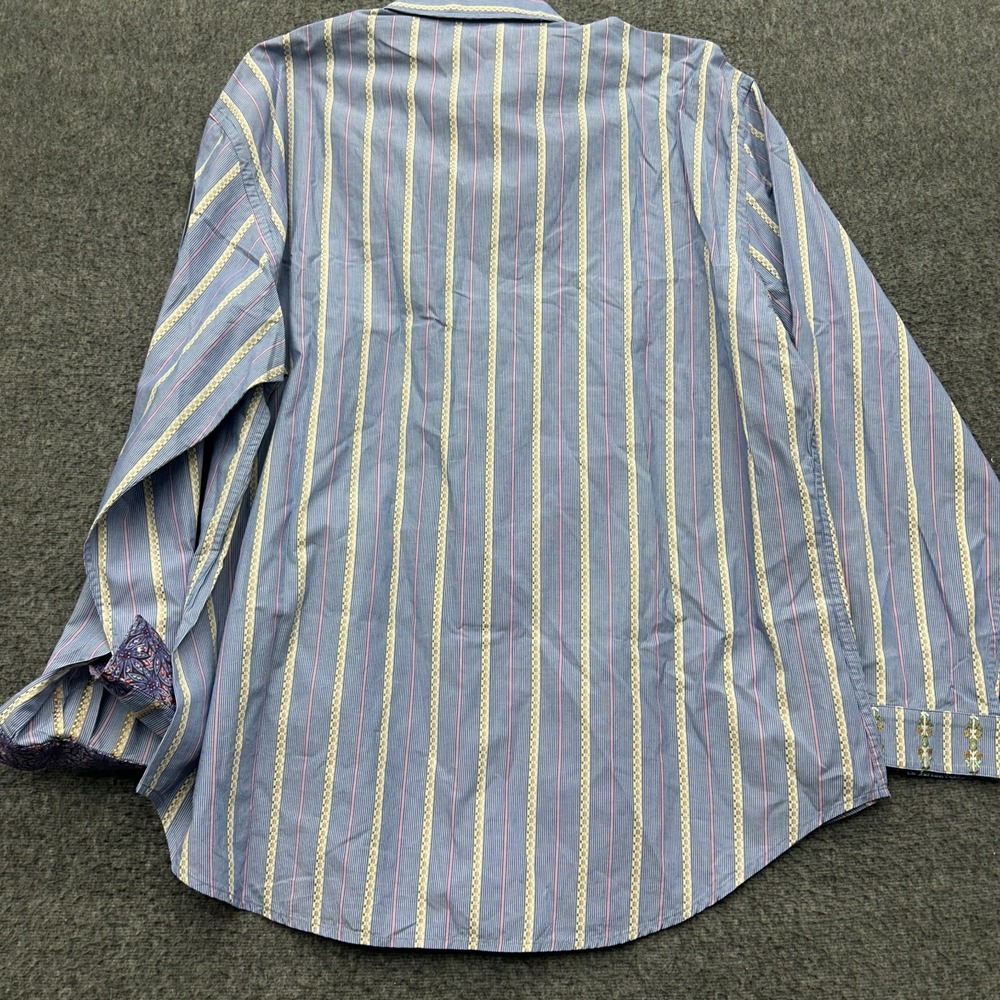 Robert Graham Flip Cuff Shirt Mens 3XL Multicolored Striped Long Sleeve - Picture 7 of 8